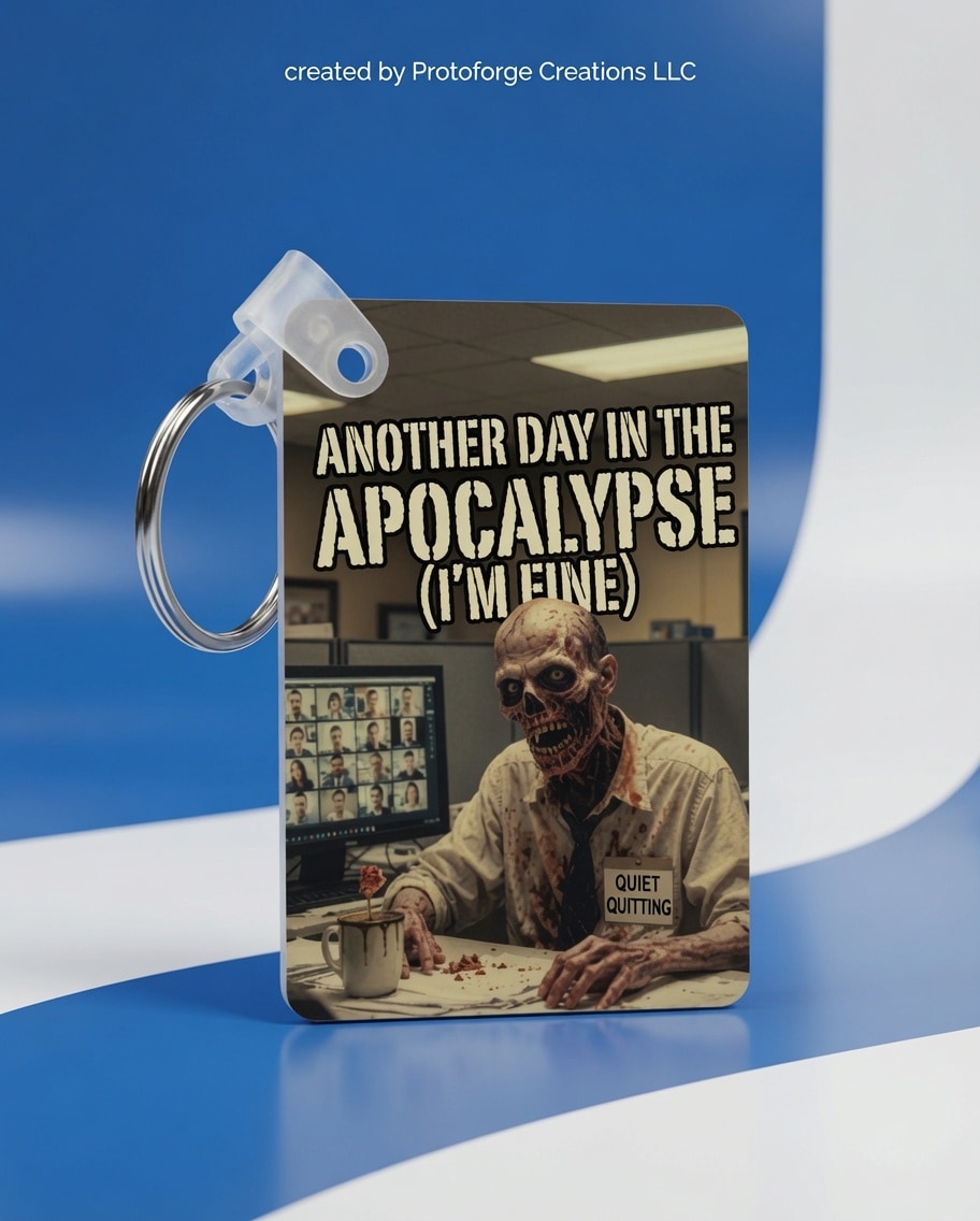 Another Day In The Apocalypse Keychain — custom sublimation keychain by ProtoForge Creations