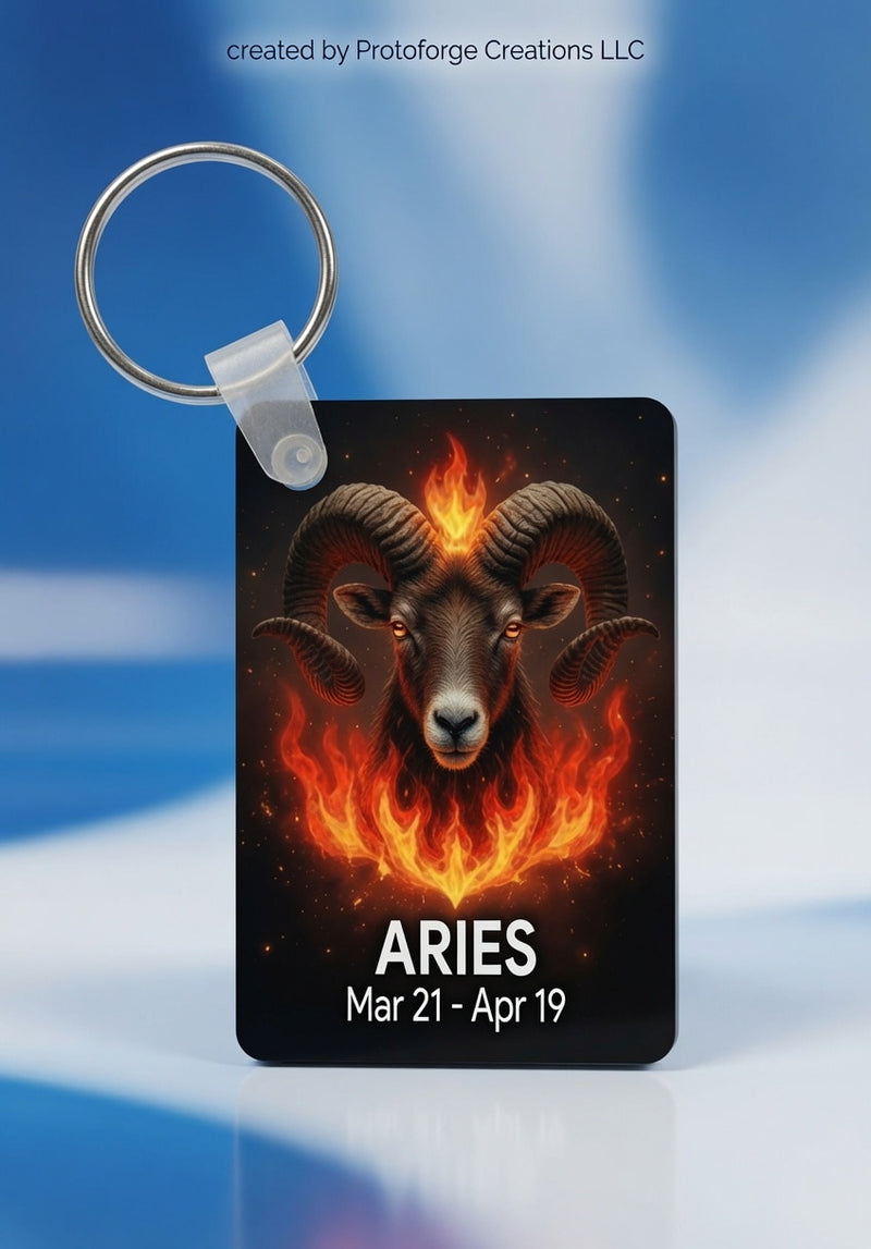 Aries Zodiac Keychain — custom sublimation keychain by ProtoForge Creations