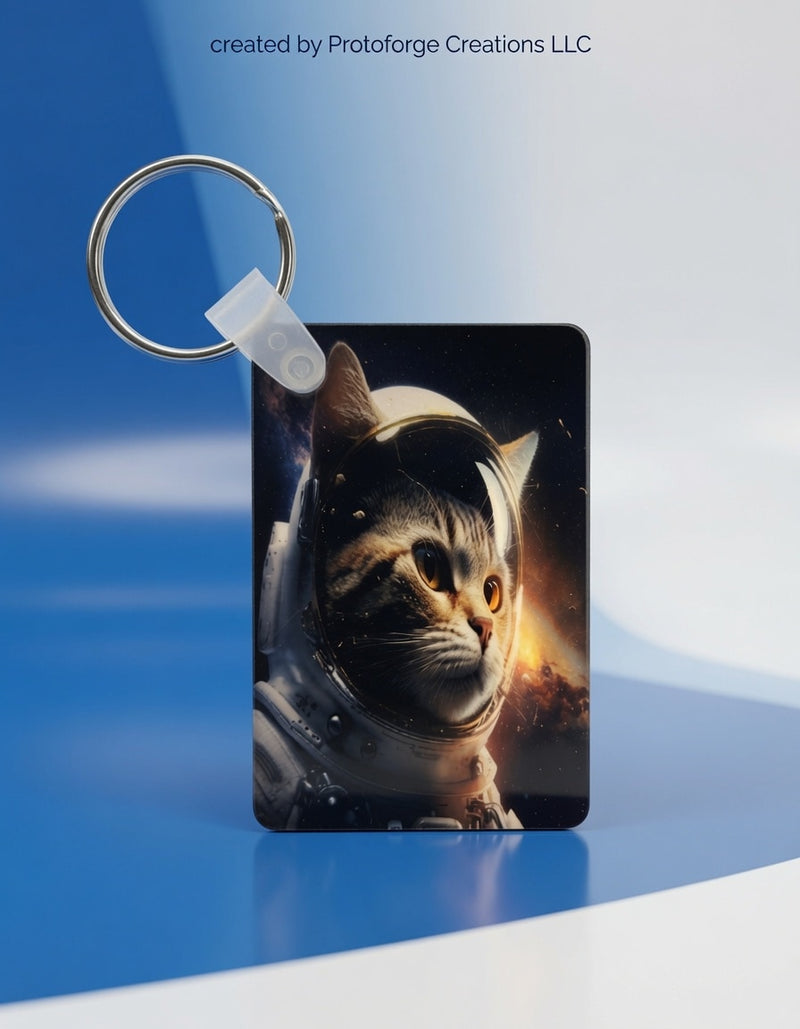 Astronaut Cat Space Keychain — custom sublimation keychain by ProtoForge Creations