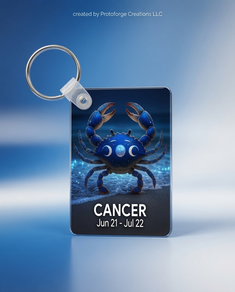 Cancer Zodiac Keychain — custom sublimation keychain by ProtoForge Creations