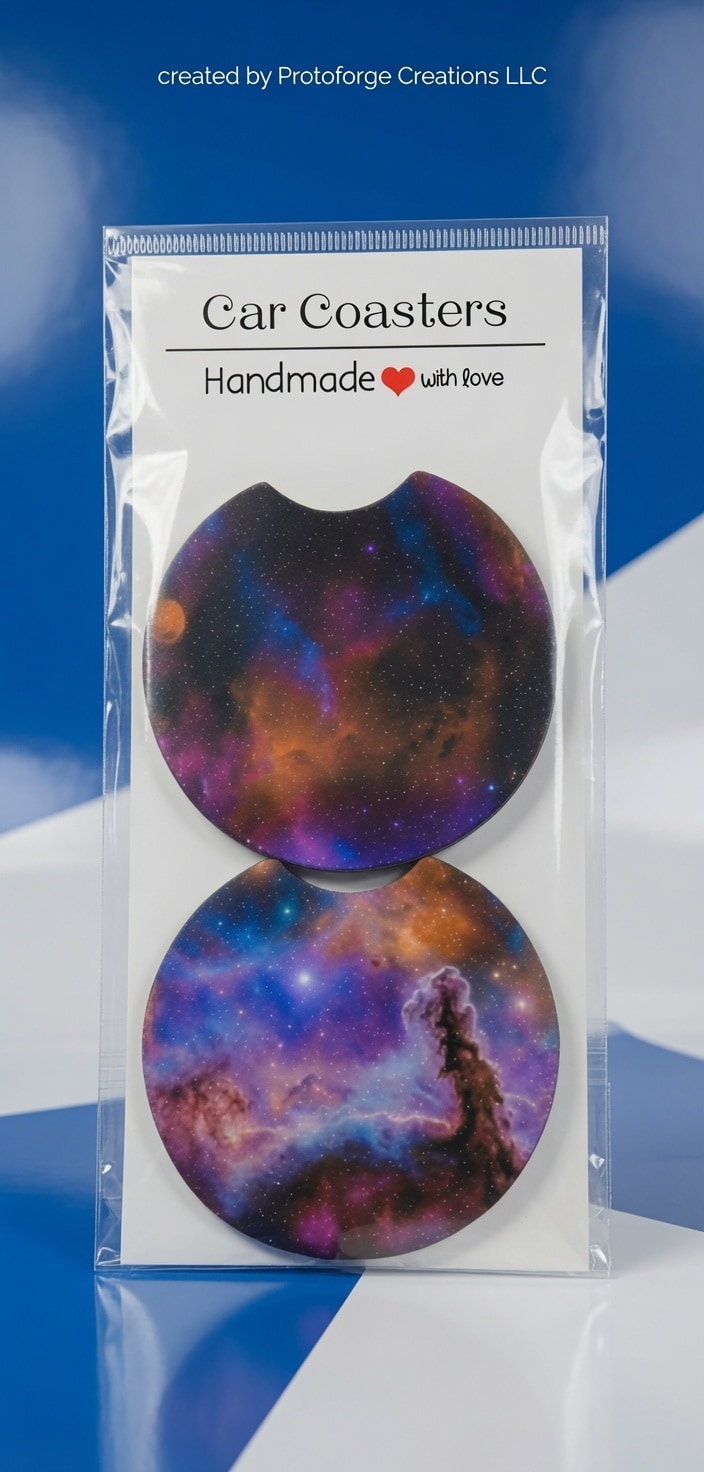 Cosmic Nebula Pillars Car Coaster — custom sublimation car coaster by ProtoForge Creations