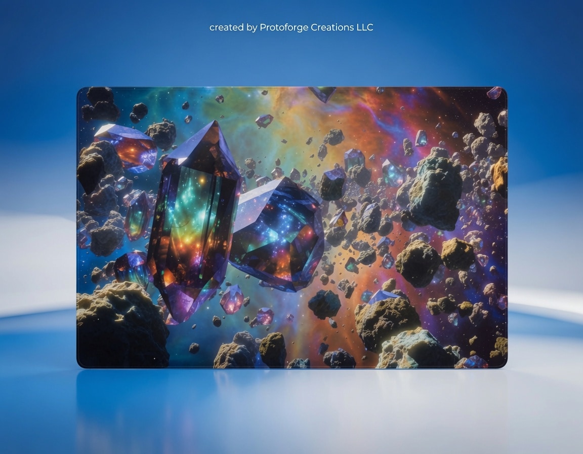 Glowing Crystals Space Nebula Mouse Pad — custom sublimation mouse pad by ProtoForge Creations