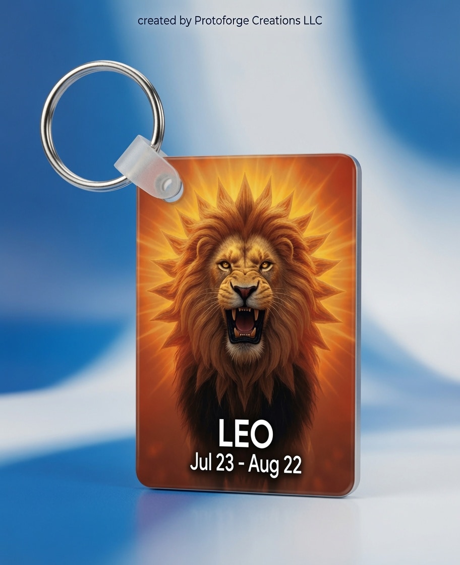 Leo Zodiac Keychain — custom sublimation keychain by ProtoForge Creations