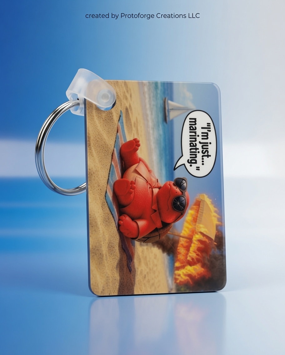 Turtle Im Just Marinating Keychain — custom sublimation keychain by ProtoForge Creations