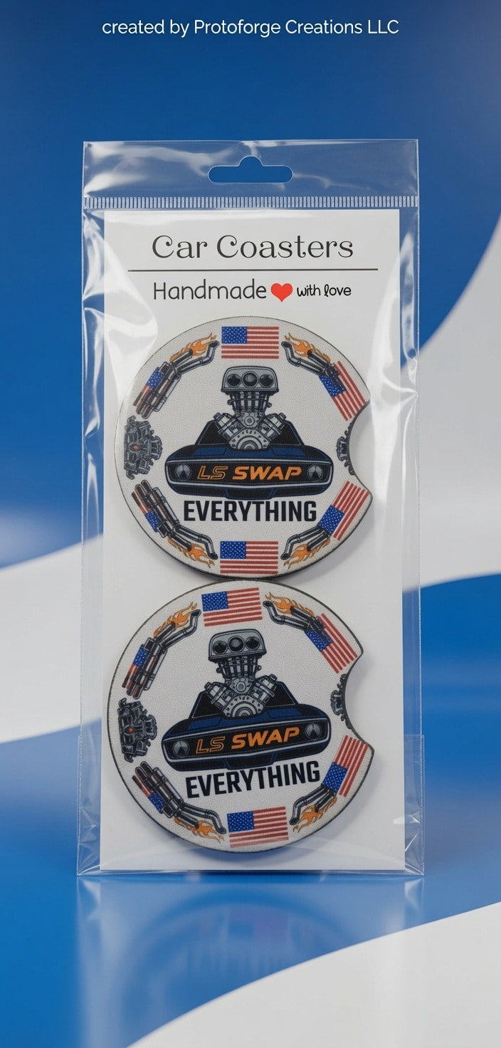LS Swap Everything Car Coaster — custom sublimation car coaster by ProtoForge Creations