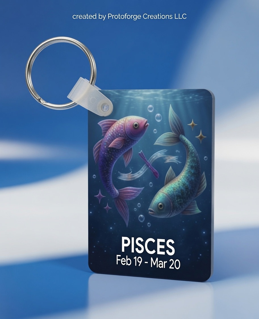 Pisces Zodiac Keychain — custom sublimation keychain by ProtoForge Creations