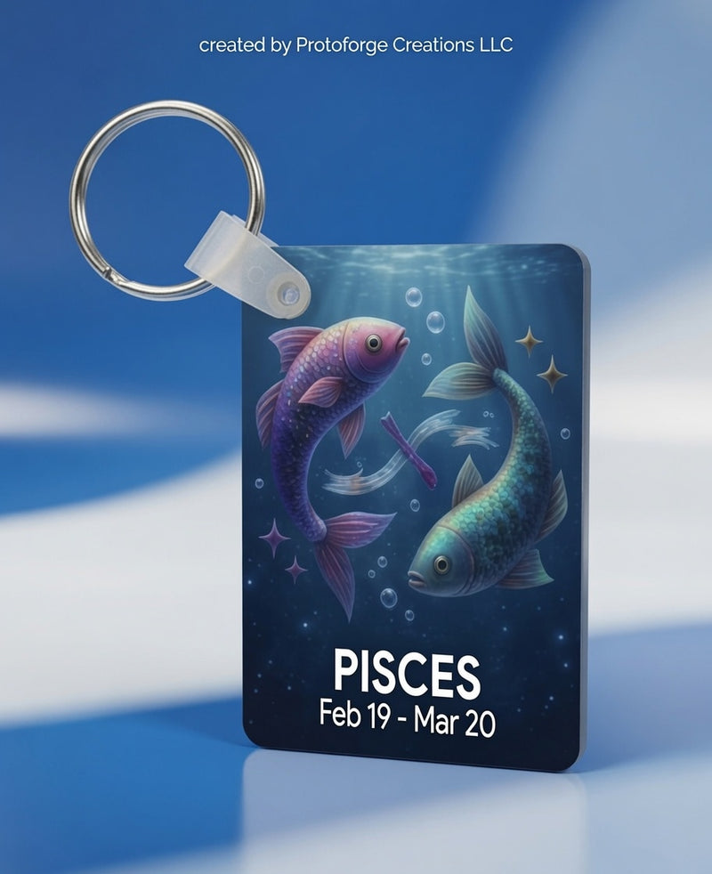 Pisces Zodiac Keychain — custom sublimation keychain by ProtoForge Creations