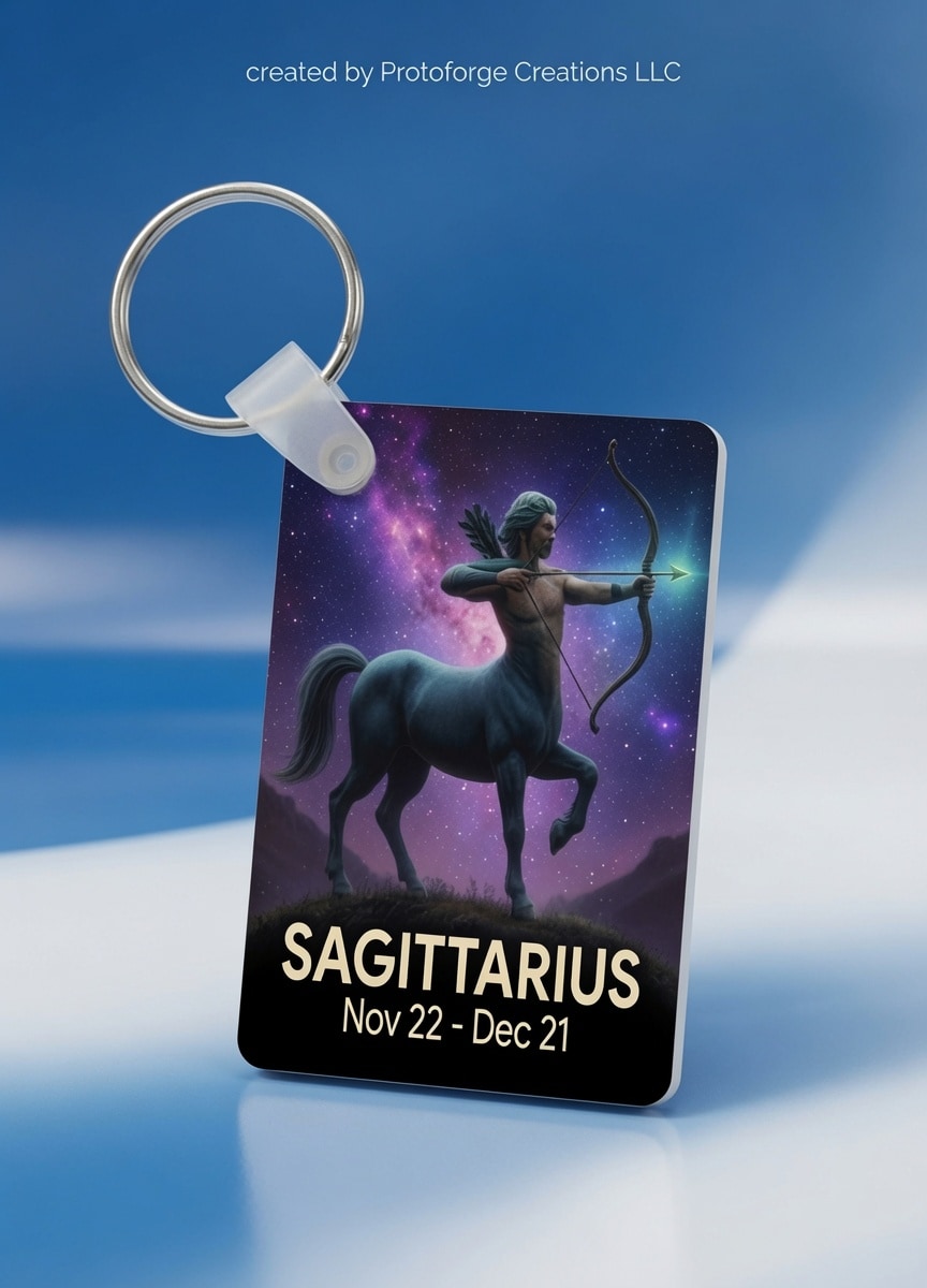 Sagittarius Zodiac Keychain — custom sublimation keychain by ProtoForge Creations