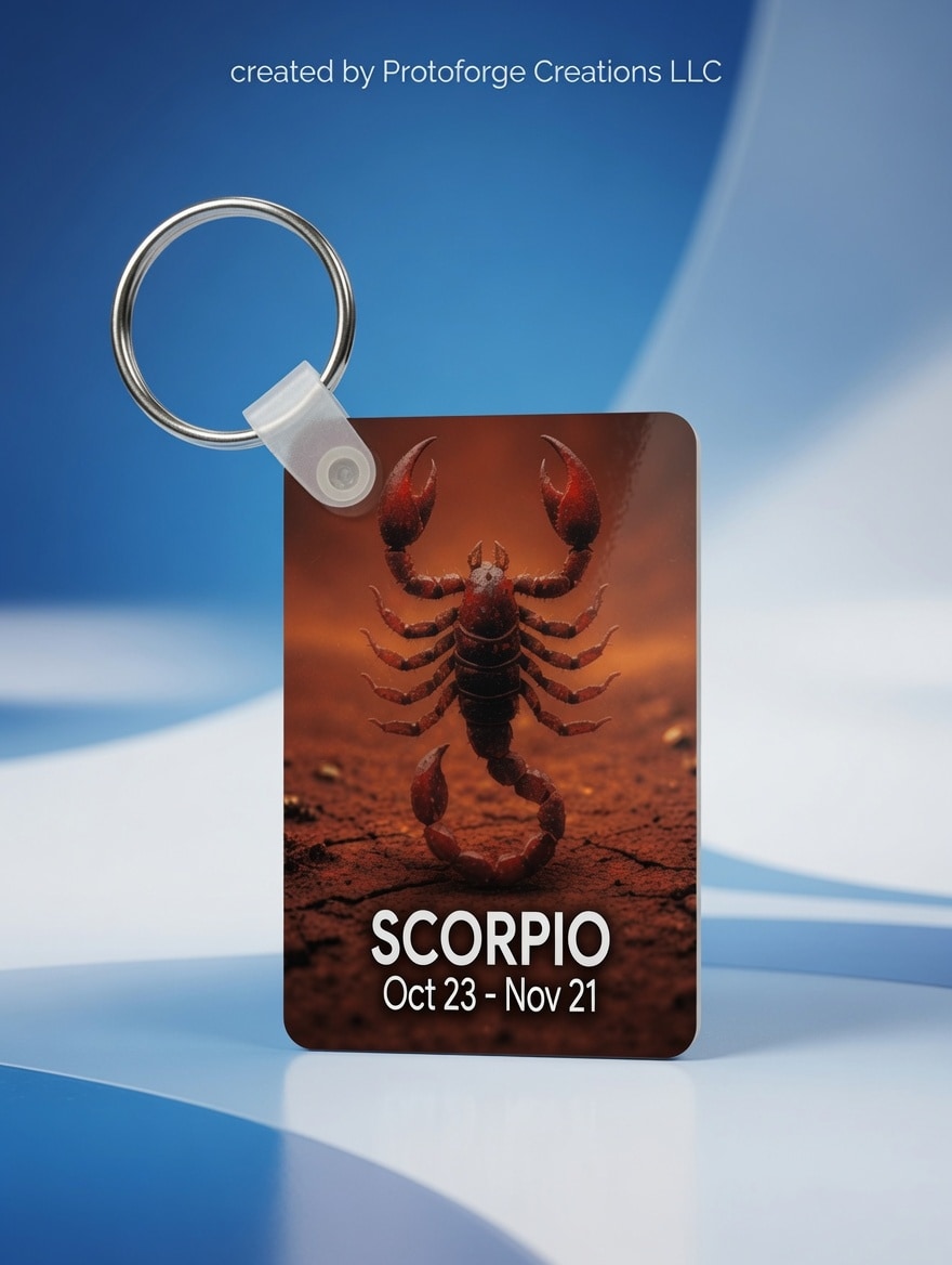 Scorpio Zodiac Keychain — custom sublimation keychain by ProtoForge Creations