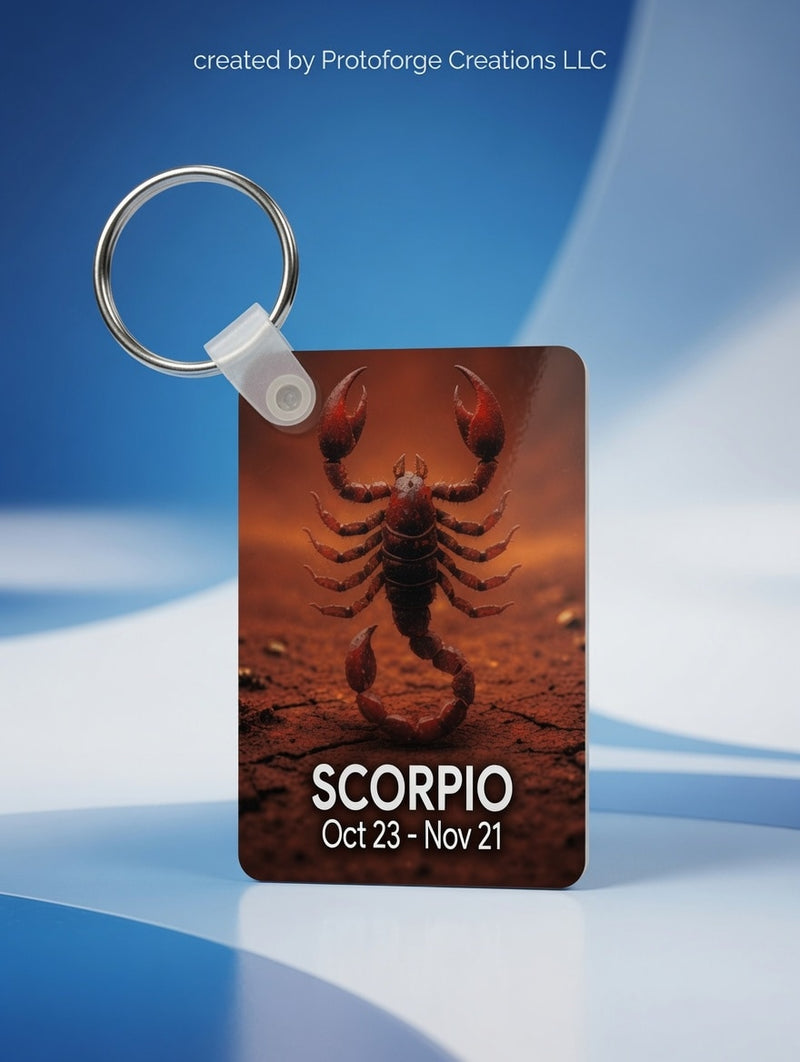 Scorpio Zodiac Keychain — custom sublimation keychain by ProtoForge Creations