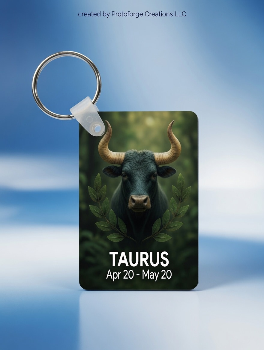 Taurus Zodiac Keychain — custom sublimation keychain by ProtoForge Creations