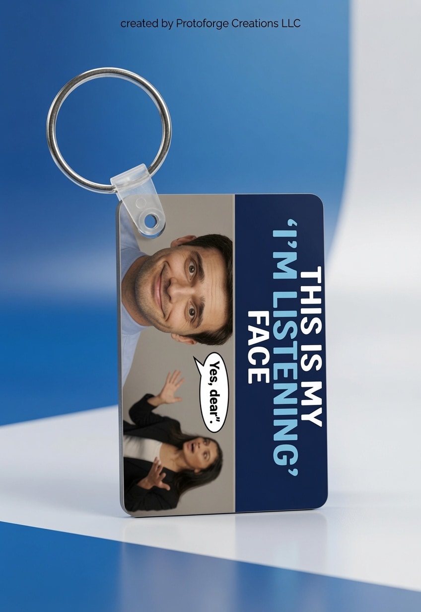 This Is My Im Listening Face Keychain — custom sublimation keychain by ProtoForge Creations