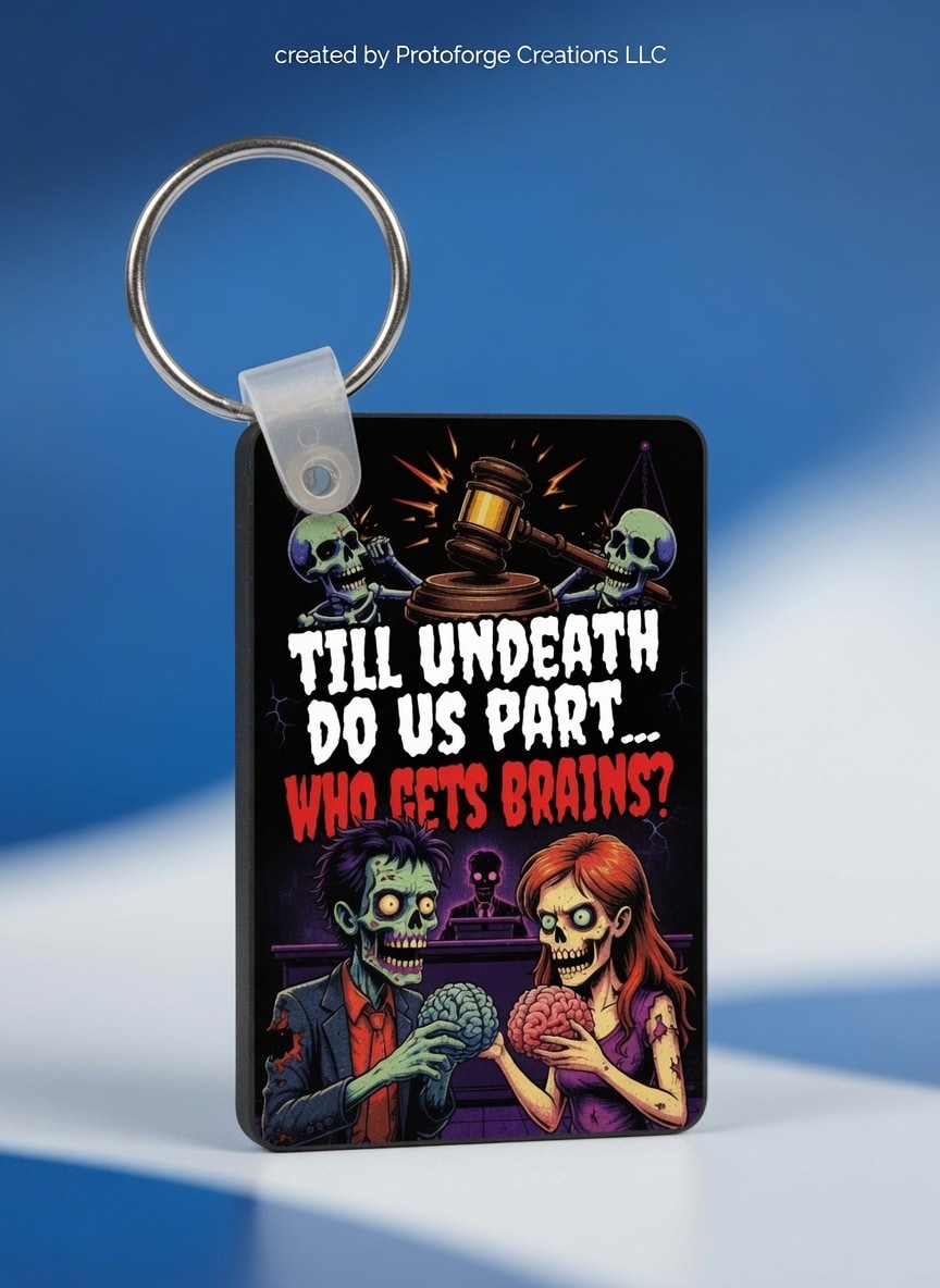 Till Undeath Do Us Part Brains Keychain — custom sublimation keychain by ProtoForge Creations