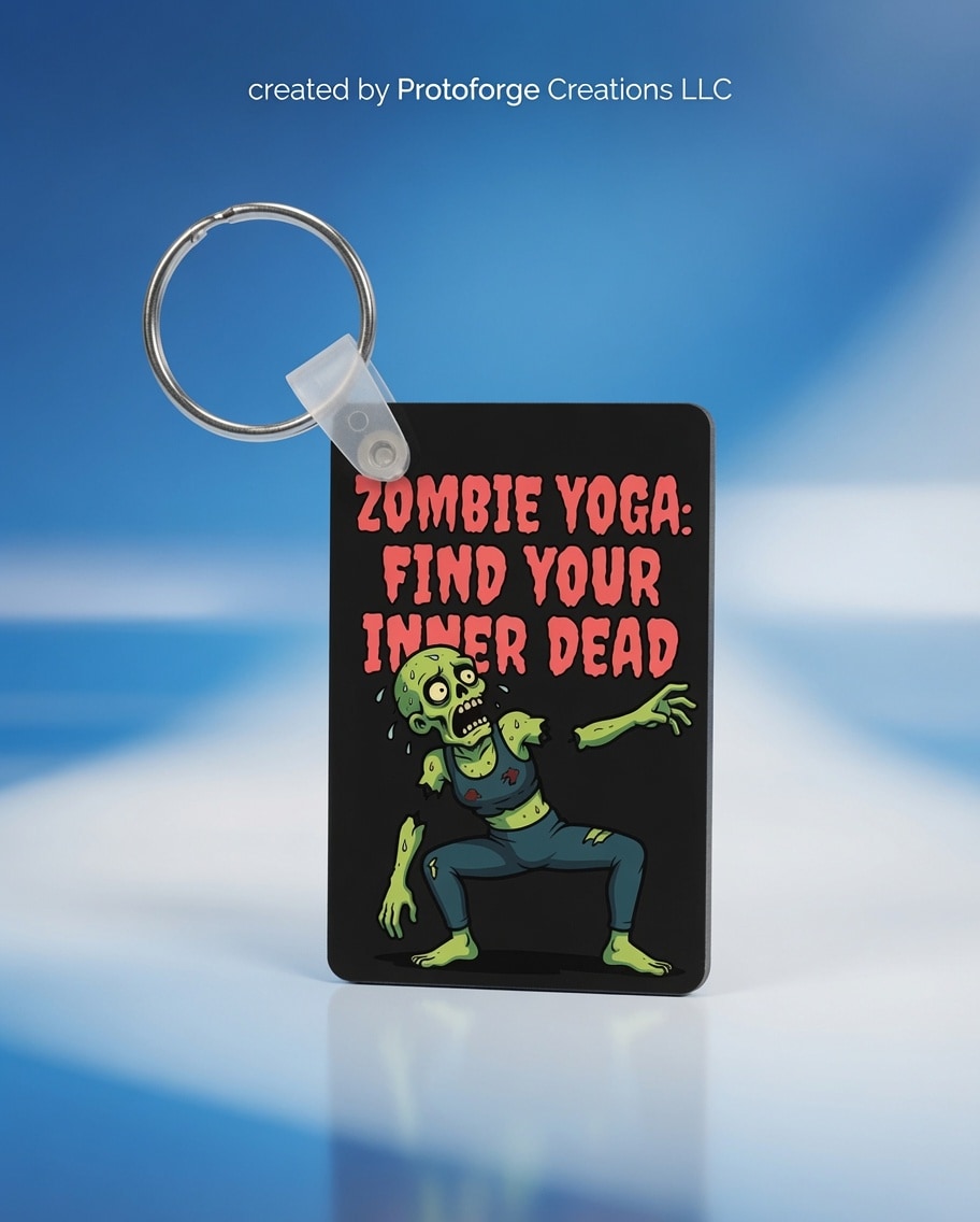 Zombie Yoga Find Your Inner Dead Keychain — custom sublimation keychain by ProtoForge Creations