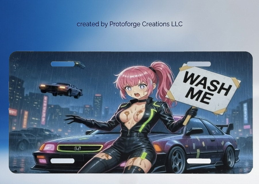 Wash Me Anime License Plate