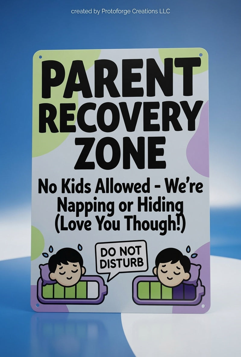 Parent Recovery Zone Sign — custom sublimation sign by ProtoForge Creations