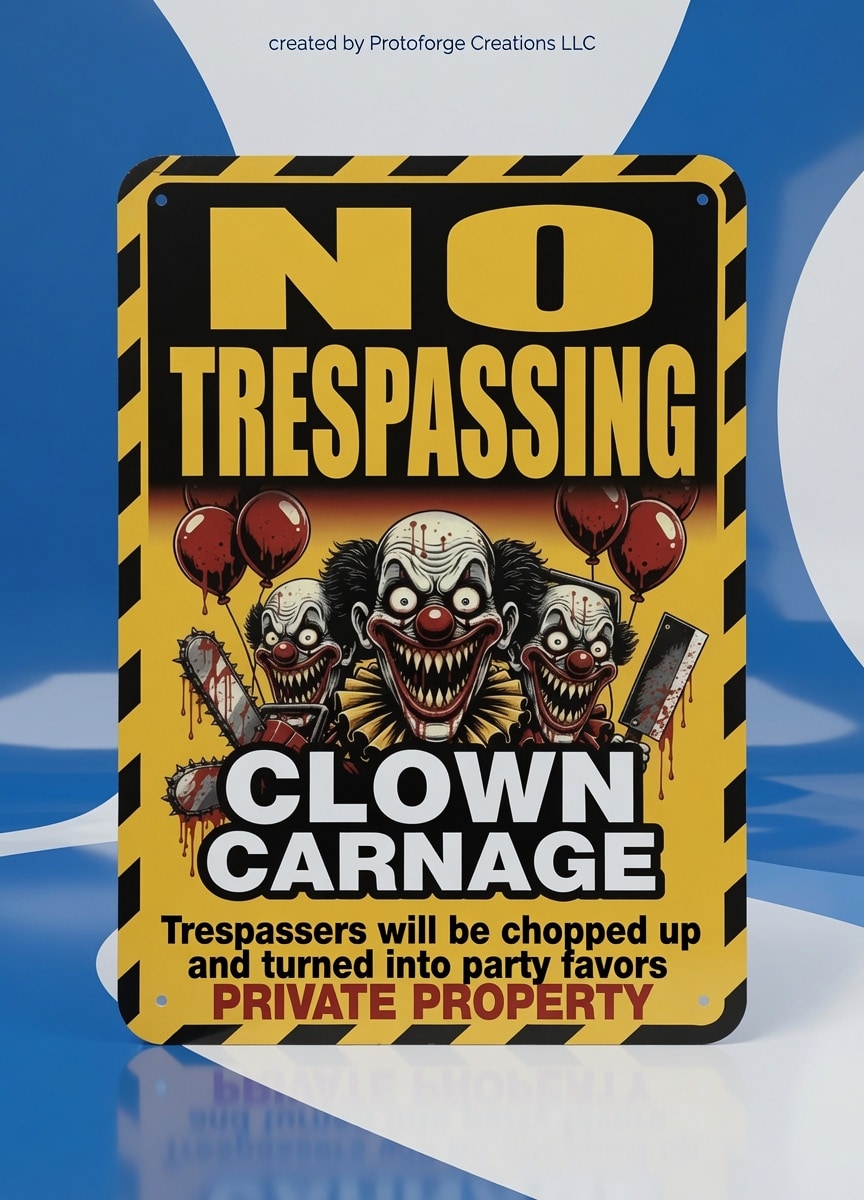 Clown Carnage No Trespassing Sign